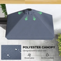 Outsunny 7.5ft Half Umbrella Semi Patio Parasol with Crank Handle, Top Vent for Garden, Balcony- NO BASE INCLUDED, Dark Blue(m-5)