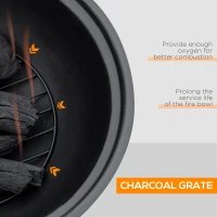 Outsunny Outdoor Fire Pit, 24 Inch Metal Wood Burning Fireplace with Spark Cover, Poker, Woodgrain Design, Light Brown(m-6)