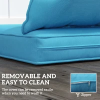 Outsunny Seat Cushion Back Pillows Replacement Set of 2, Patio Chair Cushions Set for Indoor Outdoor, Turquoise(m-7)