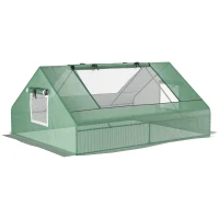Outsunny 71" x 55" x 32" Mini Greenhouse Portable Hot House for Plants with 2 Large Windows and Ground Nails for Outdoor, Indoor, Garden, Gardening Kit, Green(m-2)