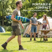 Outsunny Hammock Chair Swing Hanging Macrame Chair w/ Two Soft Seat Cushions, Blue and Green(m-7)