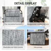 Outsunny Folding Lounge Chair with 4-level Reclining Back & Cushion, Blue(m-6)