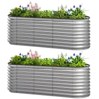 Outsunny 2Pcs Galvanized Raised Garden Bed, 6 x 2 x 2 ft Modular Metal Garden Beds with Rubber Strip Edging, Silver(m-2)
