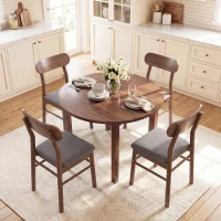 HOMCOM Set of 2 Dining Chairs, Upholstered Dining Room Chairs with Rubberwood Legs and Padded Seat for Kitchen, Gray(m-9)