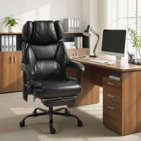 HOMCOM High Back Vibration Massage Office Chair Heated Reclining Computer Chair w/ Footrest, Swivel Wheels, Remote, Black(m-8)