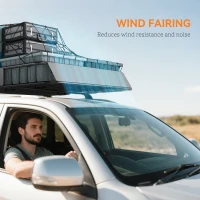 HOMCOM Universal Roof Rack Basket, 200lbs Steel Roof Rack Cargo Carrier with Wind Fairing, Side Rails, 43.5"x39.2"x7.3", Black(m-6)