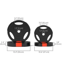 Soozier 1-Inch Weight Plates, Barbell Weights Set for Weightlifting and Strength Training, 2 x 22lbs + 2 x 11lbs(m-3)