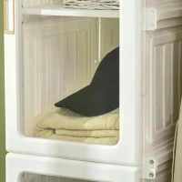 HOMCOM Small Apartment Bedroom Closet Foldable Portable Closet with Cube Storage Hanging Rods Magnet Doors, White(m-11)