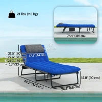Outsunny Folding Lounge Chair with 4-level Reclining Back & Cushion, Blue(m-3)