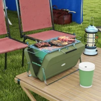 Outsunny Metal Suitable-Style Portable BBQ Grill - Green(m-1)