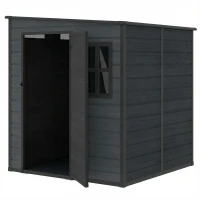 Outsunny Outdoor Storage Shed with Lockable Door, Garden Shed with Vents and Windows for Backyard, Dark Grey(m-2)