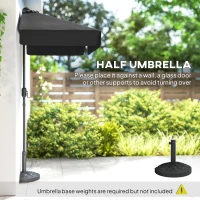 Outsunny 7.5ft Half Umbrella Semi Round Patio Parasol with Crank Handle, Top Vent for Garden, Balcony- NO BASE INCLUDED, Black(m-7)