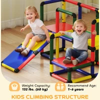 Qaba Kids Climbing Structure, Toddler Climbing Toys with Slide and Platform, Play Gym for Ages 1-6 Years, Mixed Colour(m-4)