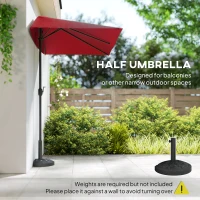 Outsunny 8ft Half Round Umbrella Outdoor Balcony Parasol Patio Garden Outdoor Window Sun Shade w/ 5 Ribs(m-4)