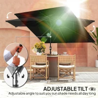 Outsunny 6.4 x 9.7ft Rectangle Aluminum Tilt Patio Umbrella, Garden Market Parasol, Outdoor Sunshade Canopy with Crank, Black(m-4)