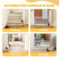 PawHut 26"-37" Dog Gate, Adjustable Pet Gate, Fits 18" Tall with 2 Extension, Pressure Mount Kit for Stairs and Doorways, White(m-9)