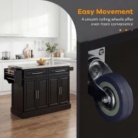 HOMCOM Rolling Kitchen Island with Storage and Stainless Steel Top, Kitchen Trolley with Drawers, Cabinets, Towel Rack(m-10)