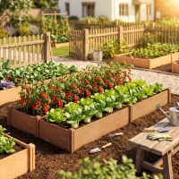 Outsunny Wooden Raised Garden Bed, 8 x 4 x 1ft Elevated Garden Box with Dividers and Open Bottom, Outdoor Raised Planter Box(m-8)