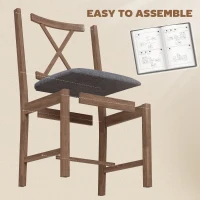 HOMCOM Set of 2 Dining Chairs, Upholstered X-Back Dining Room Chairs with Rubberwood Legs and Padded Seat for Kitchen, Gray(m-8)