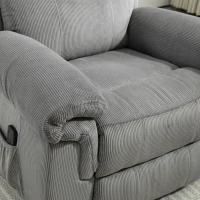 HOMCOM Manual Recliner Chair with Vibration Massage, Side Pockets, Corduroy Reclining Chair for Living Room, Grey(m-9)