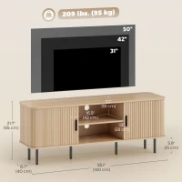 HOMCOM TV Stand Cabinet for TVs up to 50 Inches, TV Unit with Storage Shelves and Cabinets for Living Room, Oak Tone(m-3)