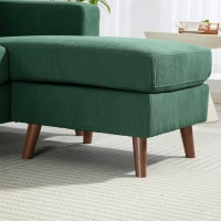 HOMCOM Sectional Sofa with Changeable Chaise Lounge, 3 Seat L-Shaped Sofa, Upholstered Couch for Small Space, Dark Green(m-13)