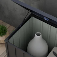 Outsunny 119 Gallon Deck Box, Lockable Galvanised Steel Outside Storage Container for Tools, Cushions, Dark Grey(m-10)