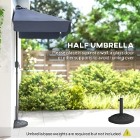 Outsunny 7.5ft Half Umbrella Semi Patio Parasol with Crank Handle, Top Vent for Garden, Balcony- NO BASE INCLUDED, Dark Blue(m-7)