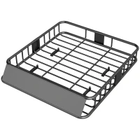 HOMCOM Universal Roof Rack Basket, 200lbs Steel Roof Rack Cargo Carrier with Wind Fairing, Side Rails, 43.5"x39.2"x7.3", Black(m-2)