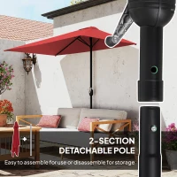 Outsunny 8ft Half Round Umbrella Outdoor Balcony Parasol Patio Garden Outdoor Window Sun Shade w/ 5 Ribs(m-7)