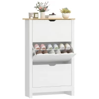 HOMCOM Shoe Storage Cabinet with 3 Flip Drawers and Adjustable Shelves for 9-18 Pairs of Shoes, White(m-11)