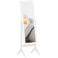 HOMCOM Full Length Mirror, Free Standing Full Body Mirror with Rectangular Frame, Adjustable Angle for Dressing Room, Bedroom, Living Room, White(m-2)
