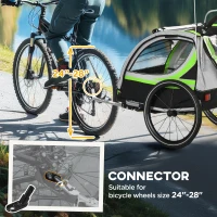 Aosom 3-in-1 Bike Trailer for Kids, Running Stroller with 2 Seats, Jogging Cart with 5-Point Harness, Storage Units, Green(m-7)