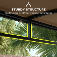 Outsunny 7' x 5' Garden Grill Canopy, BBQ Grill Gazebo Tent with Steel Frame and Hooks, Outdoor Sun Shade, Dark Coffee(m-6)