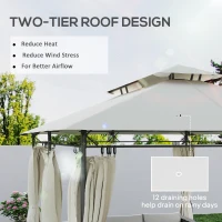 Outsunny 10' x 13' Double Roof Patio Gazebo, Outdoor Gazebo with Curtains, for Garden, Lawn, Backyard and Deck, Cream White(m-4)