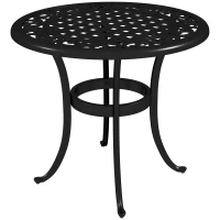 Outsunny Ф23.6" Round Outdoor Side Table, Cast Aluminum Frame Patio Coffee Side Desk for Patio, Garden, Balcony, Black(m-2)
