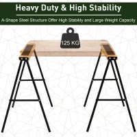 HOMCOM 2PCS Saw Horse Twin Pack Folding Workbench Metal Trestle Stands with Non-slip EVA Surface Orange(m-6)