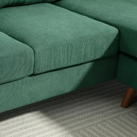 HOMCOM Sectional Sofa with Changeable Chaise Lounge, 3 Seat L-Shaped Sofa, Upholstered Couch for Small Space, Dark Green(m-12)