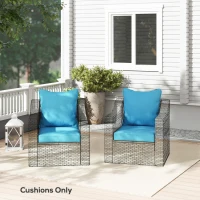 Outsunny Seat Cushion Back Pillows Replacement Set of 2, Patio Chair Cushions Set for Indoor Outdoor, Turquoise(m-10)