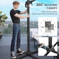 Outsunny 10 FT Cantilever Patio Umbrella, Square Patio Umbrella with Crank Handle, Cross Base and Tilt, 360° Rotation(m-5)