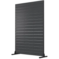 Outsunny HDPE Outdoor Privacy Screen, 47.2"W x 68.5"H Decorative Privacy Fence Screen with Stand and 6 Panels, Black(m-1)
