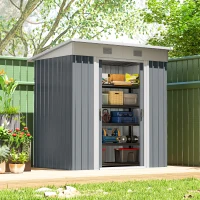 Outsunny 6' x 4' Outdoor Storage Shed, Metal Garden Shed with Lockable Sliding Doors and Vents, Grey(m-1)