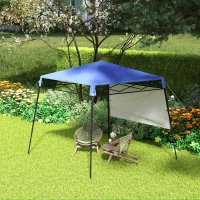 Outsunny 7' x 7' Garden Foldable Pop Up Gazebo Tent with Backpack & Inclined Legs Outdoor Party Canopy, Blue & Black(m-8)