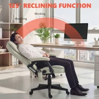 Vinsetto 6 Point Vibrating Massage Office Chair with Heat, Microfiber Massage Desk Chair with Reclining Backrest, Beige(m-7)