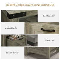HOMCOM Small Side Table with Storage, Farmhouse End Table with Drawer, Open Shelf and Barn-style Panel, Nightstand for Living Room, Bedroom, Grey(m-6)
