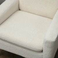 HOMCOM Fabric Accent Chair, Modern Upholstered Armchair with Wood Legs and Wide Padded Seat, Cream White(m-11)