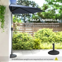 Outsunny 9.8ft Half Umbrella Semi Round Patio Parasol with Crank Handle, Top Vent for Garden, Balcony- NO BASE INCLUDED, Dark Blue(m-7)
