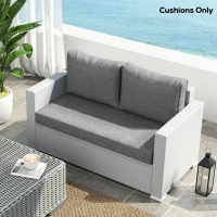 Outsunny 2 Seater Outdoor Seat Cushions with Backrest, Loveseat Double Sofa Outdoor Furniture Cushions, Grey(m-7)