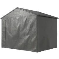 Outsunny 8' x 6' Portable Shed, Waterproof Bike Tent with Roll-up Zipper Door, Vent and Galvanised Metal Frame, Dark Grey(m-2)