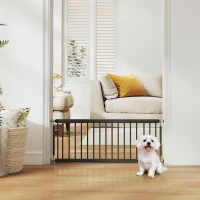 PawHut 26"-37" Dog Gate, Adjustable Pet Gate, Fits 14" Tall with 2 Extension, Pressure Mount Kit for Stairs and Doorways, Black(m-8)